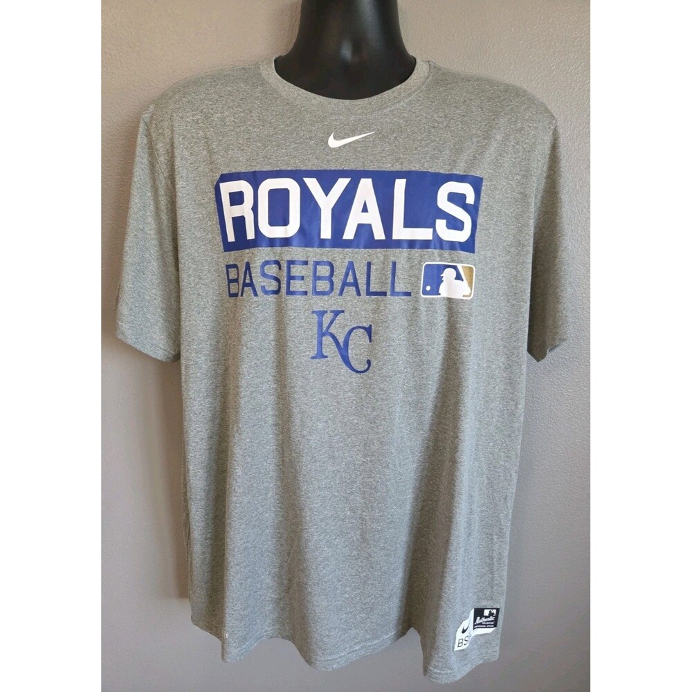 Nike Authentic tee KC Royals baseball athletic cut XL gray graphic men's shirt
